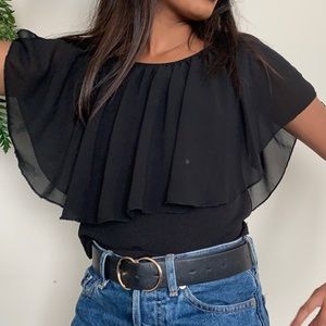 ❌SOLD: Black Sheer Poncho Top